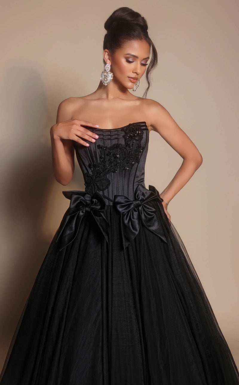 Prom Dresses Floral Lace Formal Long Fitted Prom Dress Black