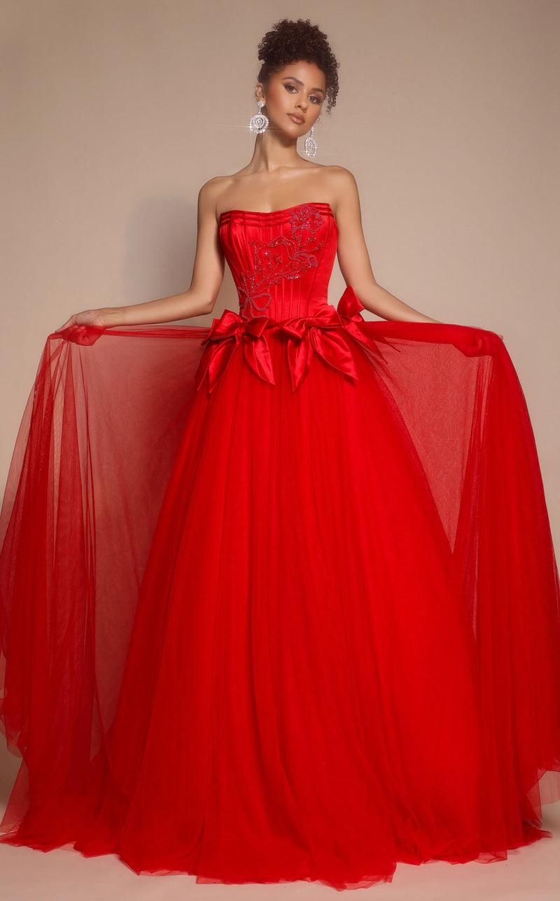 Prom Dresses Floral Lace Formal Long Fitted Prom Dress Red