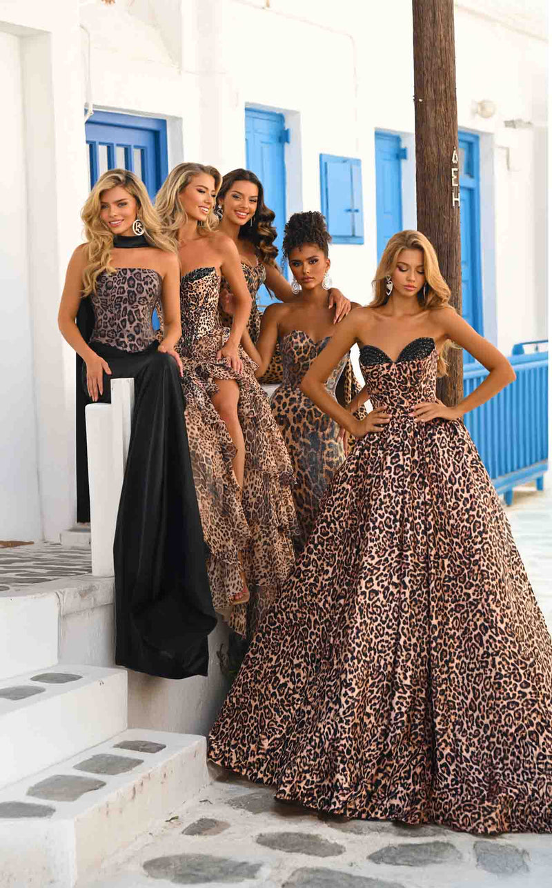 Prom Dresses Print Formal Long Fitted Evening Dress Leopard