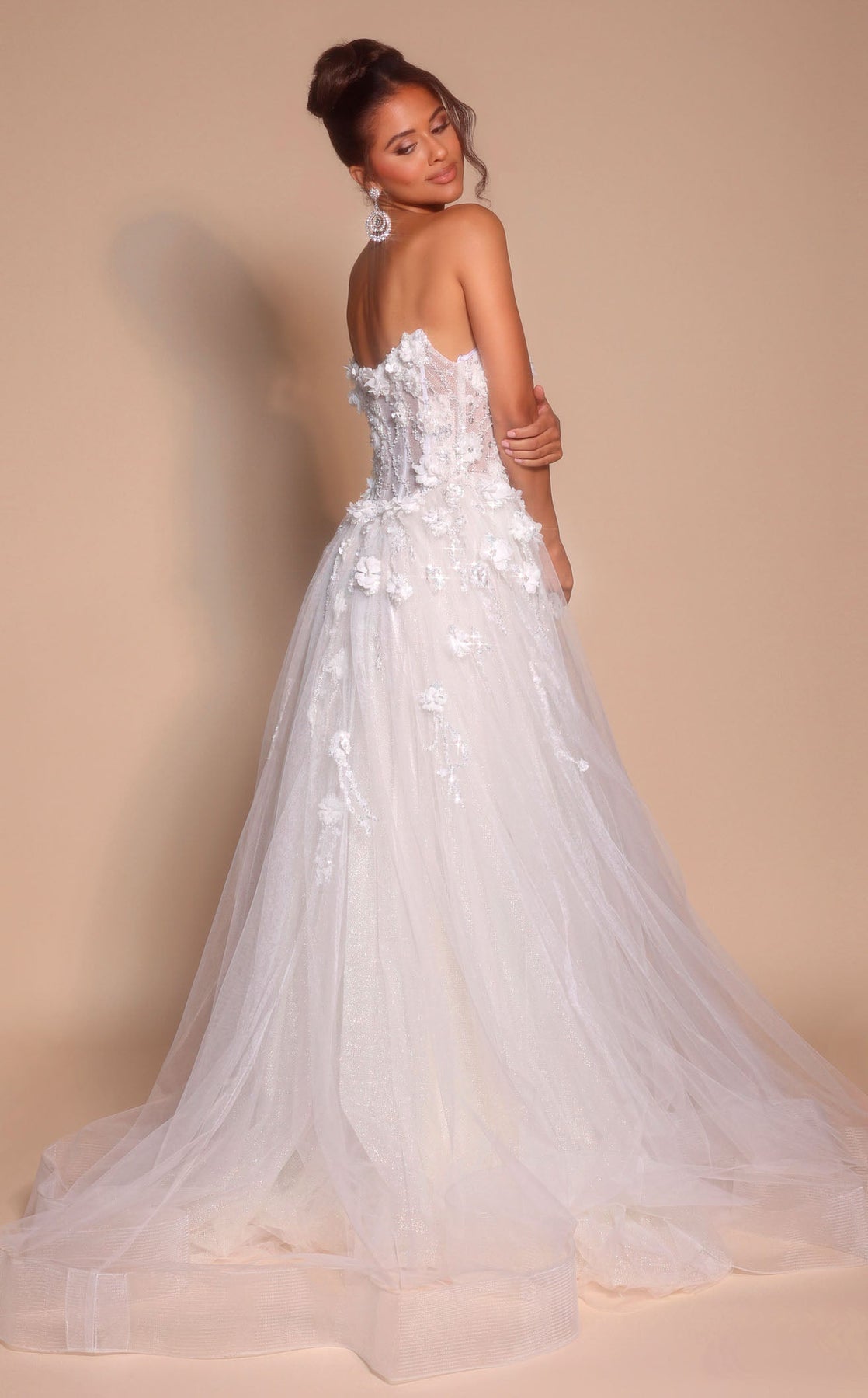 Wedding Dresses Long Floral Applique Corset Ball Gown Wedding Dress Portia and Scarlett PS26137 Ivory