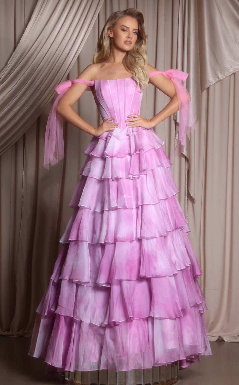 Prom Dresses Floral Lace Formal Long A Line Prom Dress Light Pink