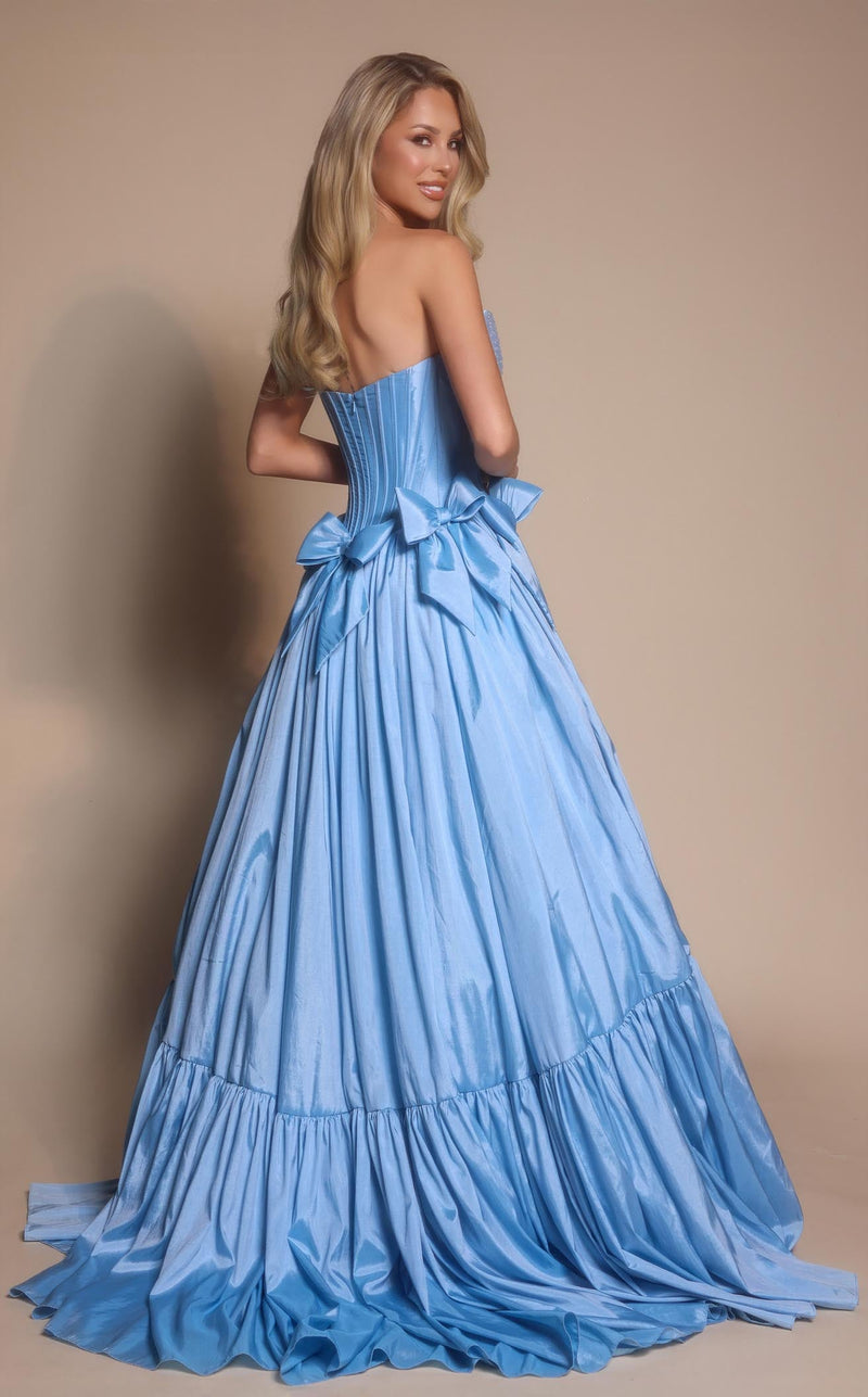 Prom Dresses Floral Lace Formal Long A Line Prom Dress Light Blue