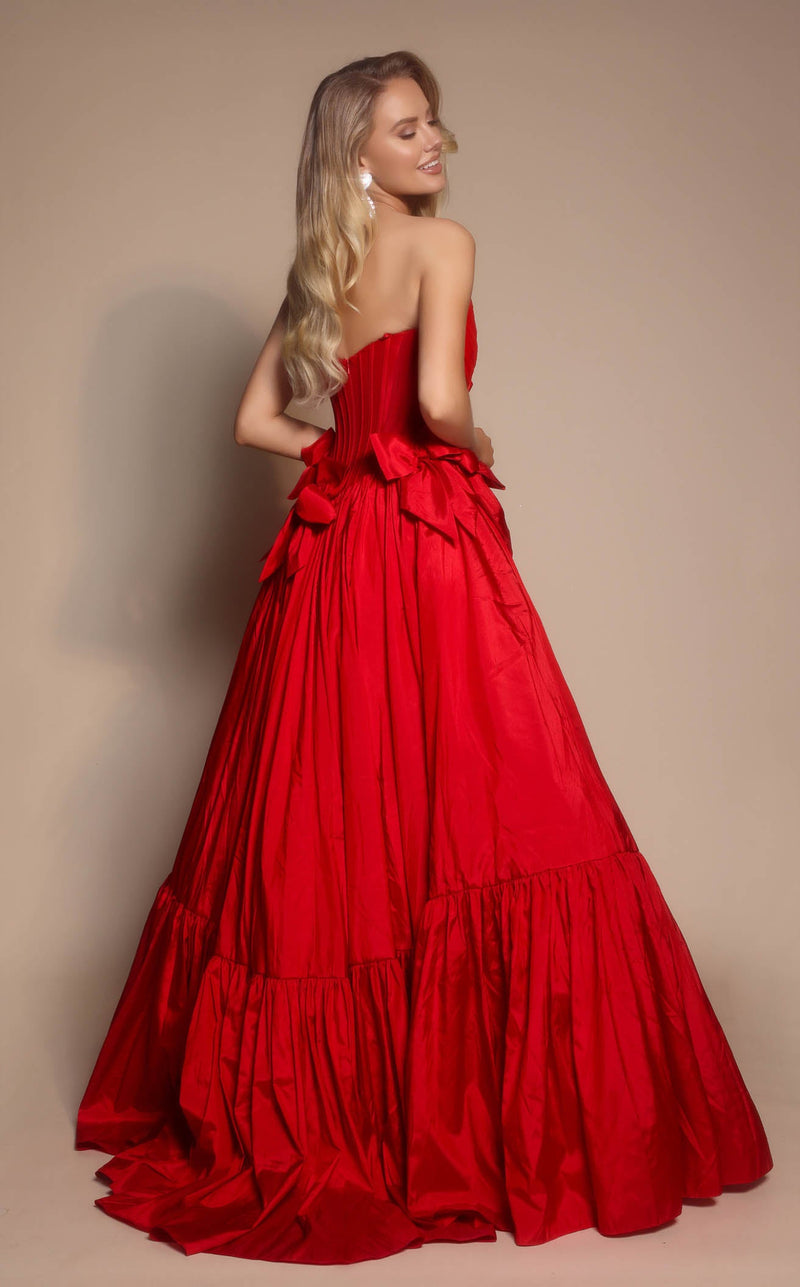 Prom Dresses Floral Lace Formal Long A Line Prom Dress Red