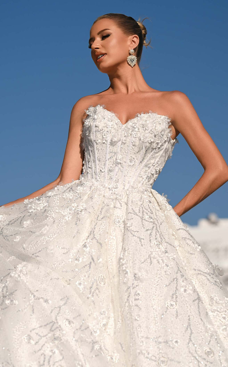 Wedding Dresses Corset Floral Applique Bridal Wedding Dress Ivory