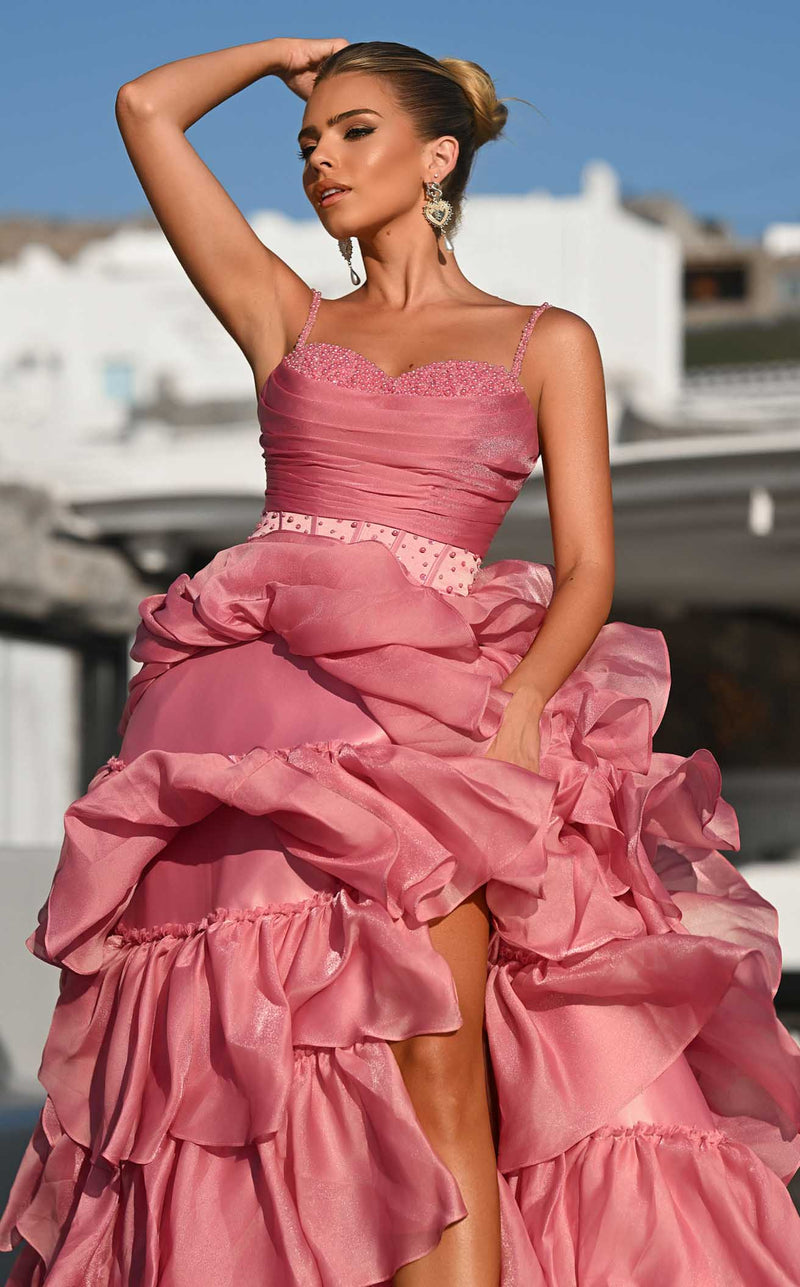 Prom Dresses Floral Lace Formal Long A Line Evening Dress Cinderella Pink