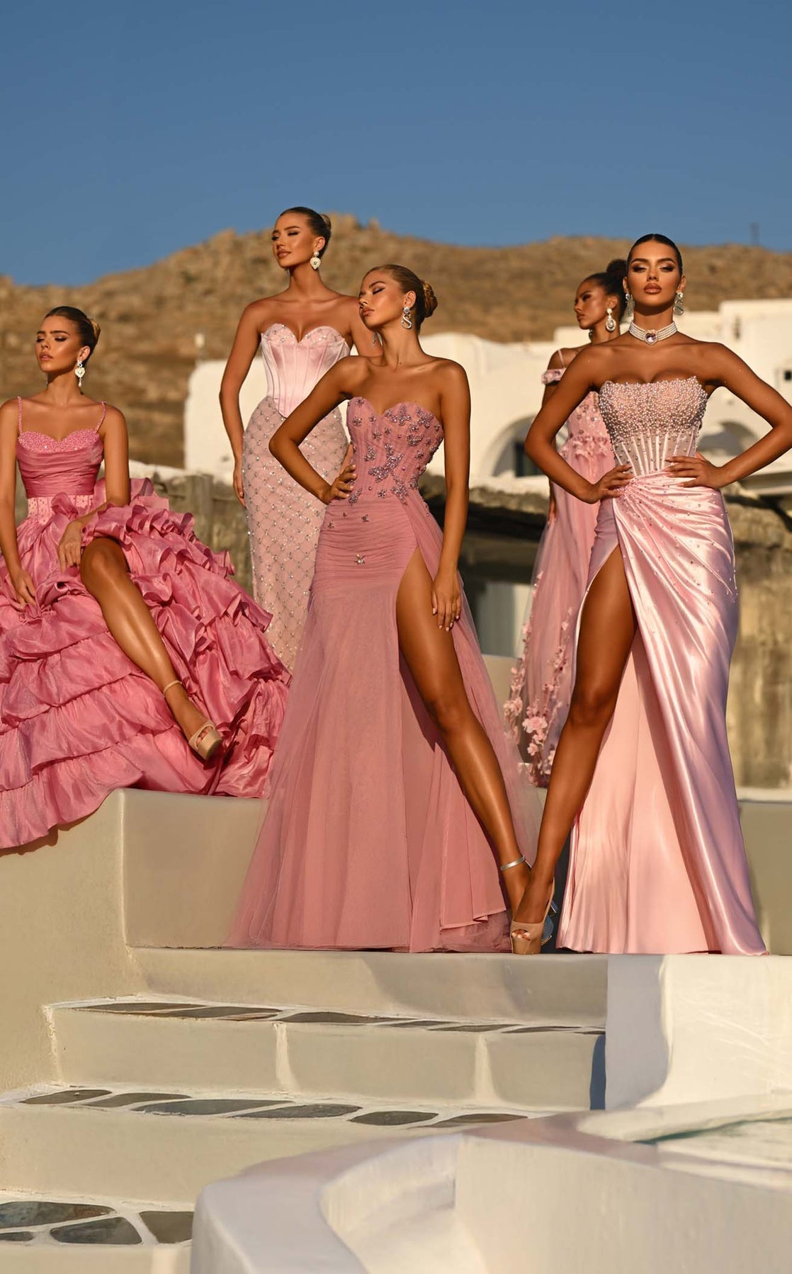 Prom Dresses Long Beaded Corset Slit Formal Prom Dress Portia and Scarlett PS26235 Pink