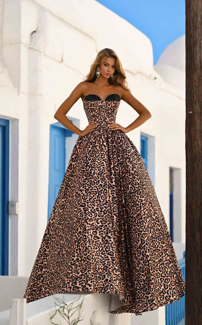 Prom Dresses Sequin Print Formal Long A Line Prom Dress Leopard