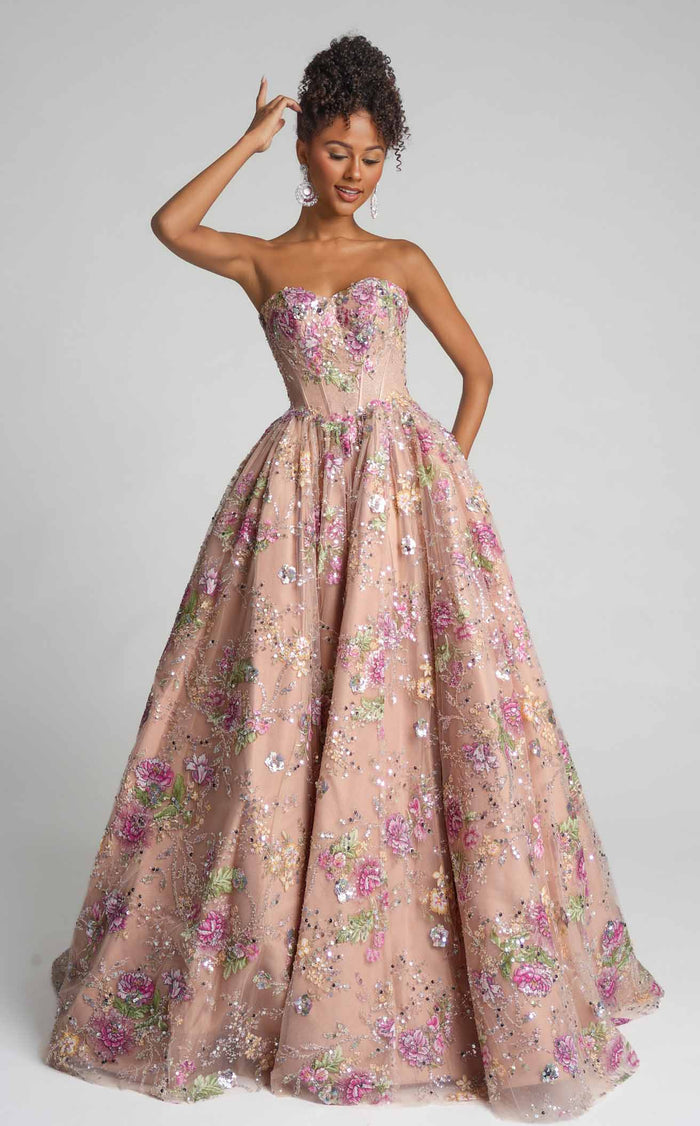 Prom Dresses 3D Floral Lace Formal Long A Line Prom Dress Rose