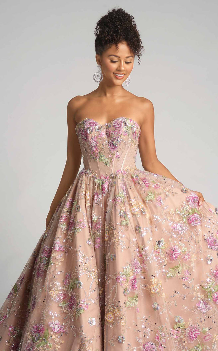 Prom Dresses 3D Floral Lace Formal Long A Line Prom Dress Rose