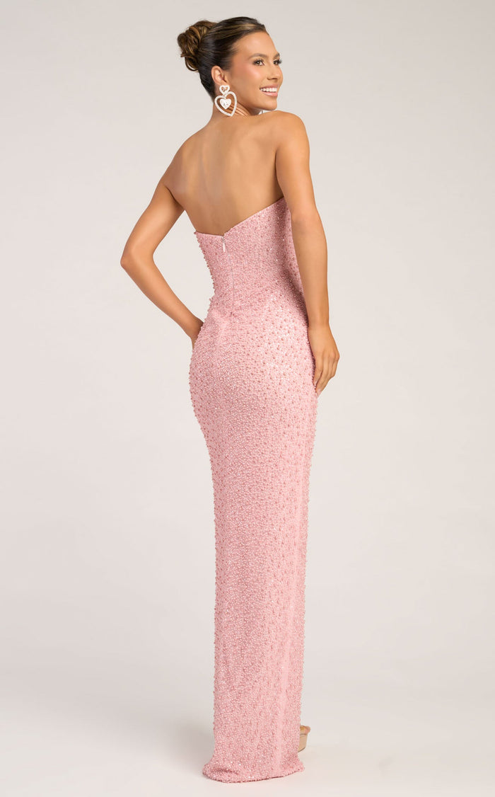 Prom Dresses Sequin Beaded Formal Long Fitted Prom Dress Pink