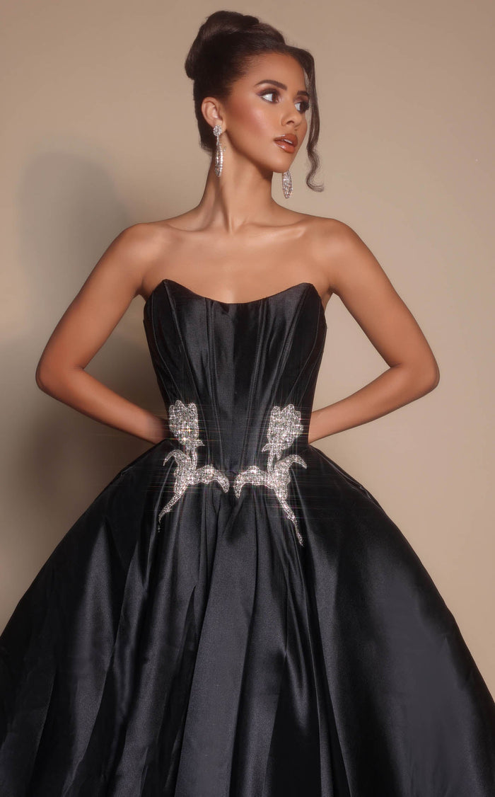 Prom Dresses Corset Beaded Formal Long A Line Prom Dress Black