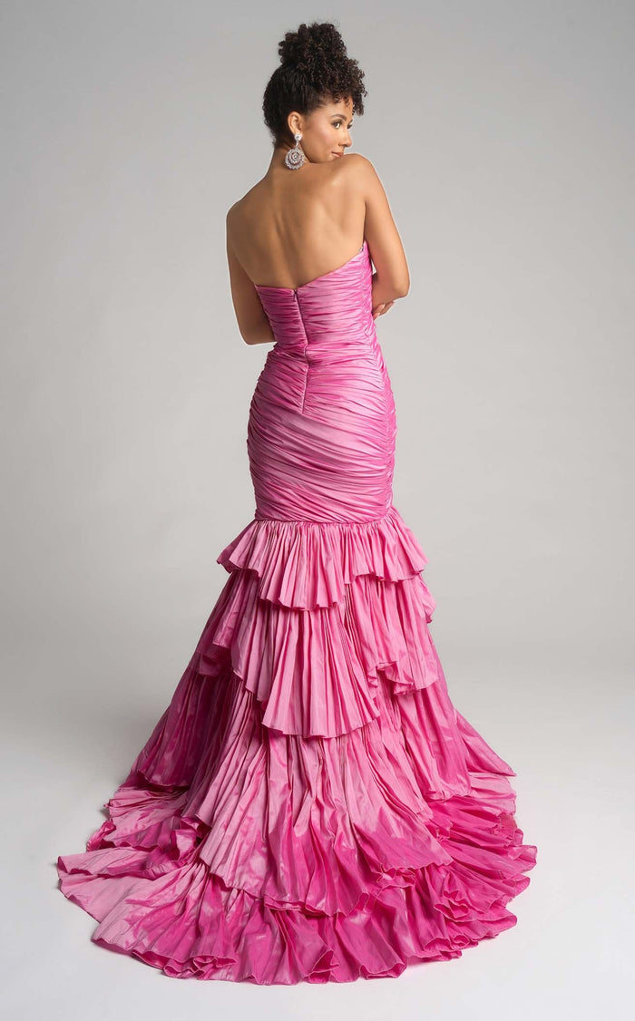 Prom Dresses Ruffle Beaded Formal Long Mermaid Prom Dress Pink