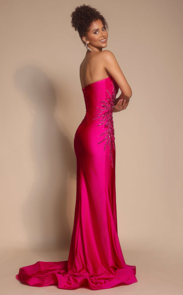 Prom Dresses Long Formal Sequin Beaded Prom Dress Hot Pink