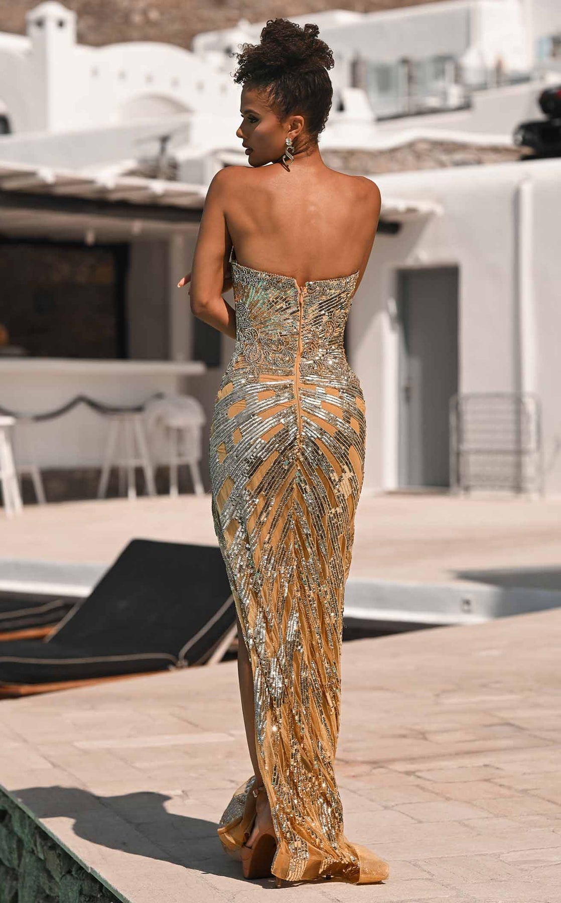 Prom Dresses Long Beaded Sequin Corset Metallic Formal Prom Dress Portia and Scarlett PS26413C Gold