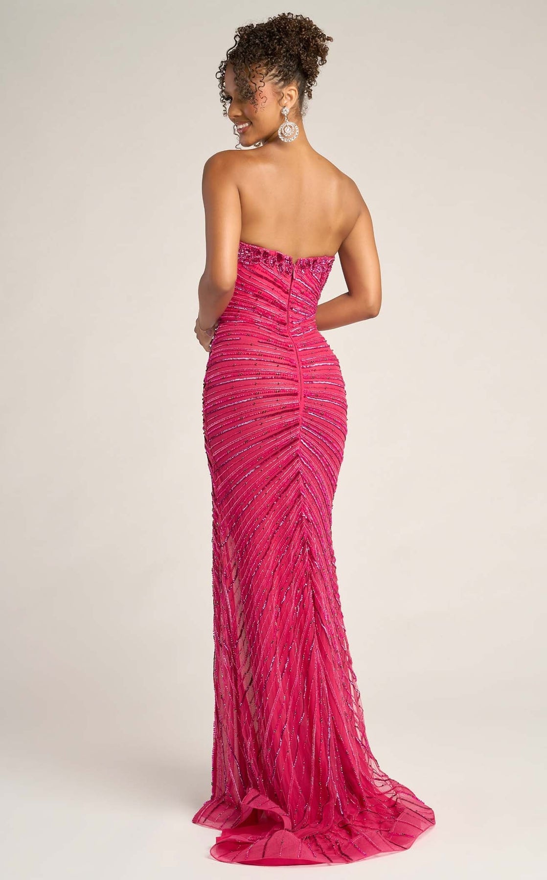 Strapless Long Beaded Prom Dress by Portia and Scarlett PS26422C in Fuchsia