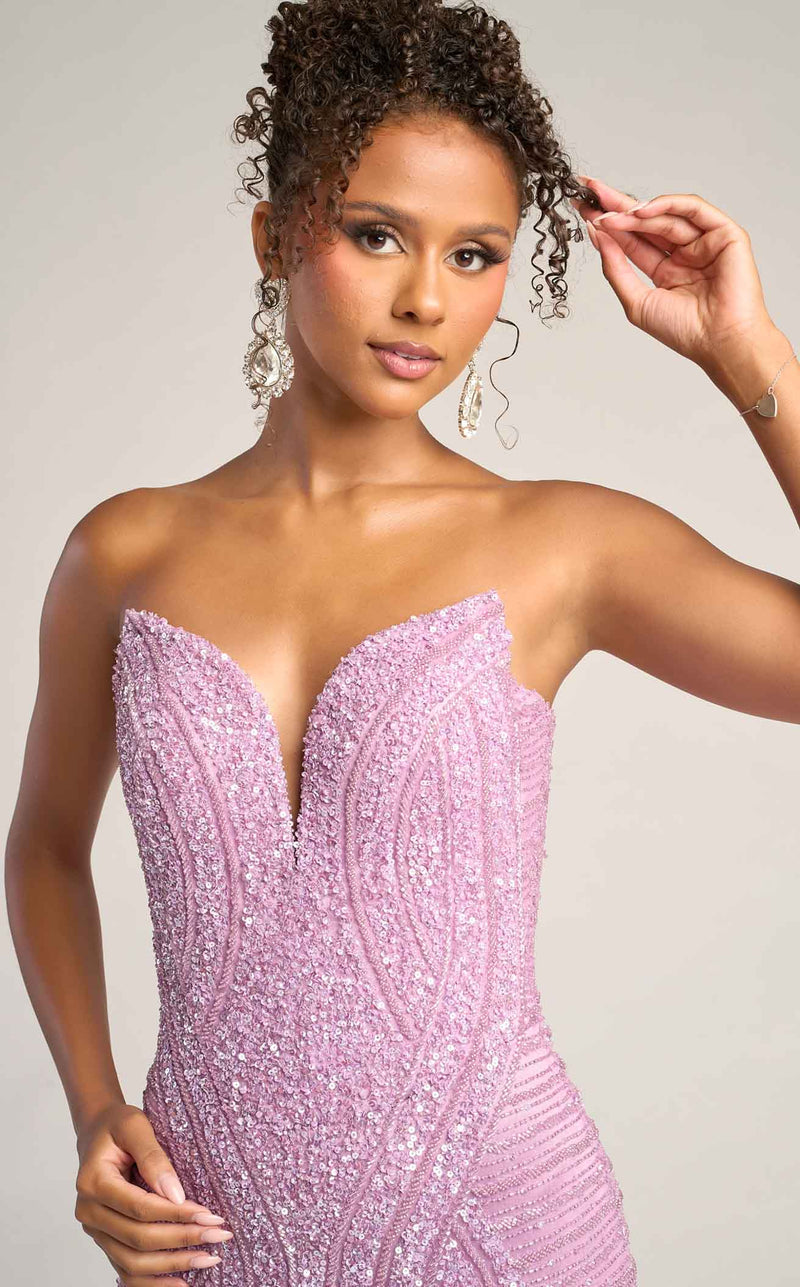 Prom Dresses Floral Applique Formal Long Prom Dress Lilac