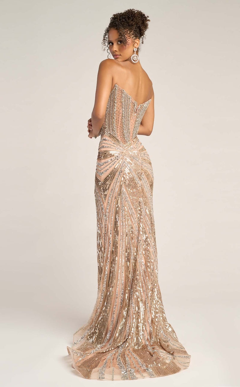 Prom Dresses Glitter Glitter Corset Formal Long Prom Dress Rose Gold Silver