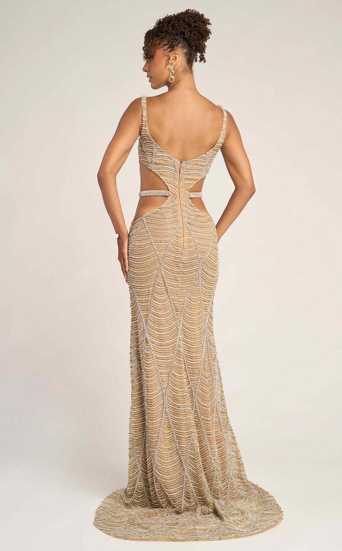 Sweetheart Gown Beaded Prom Dress by Portia and Scarlett PS26455C in Nude/Silver