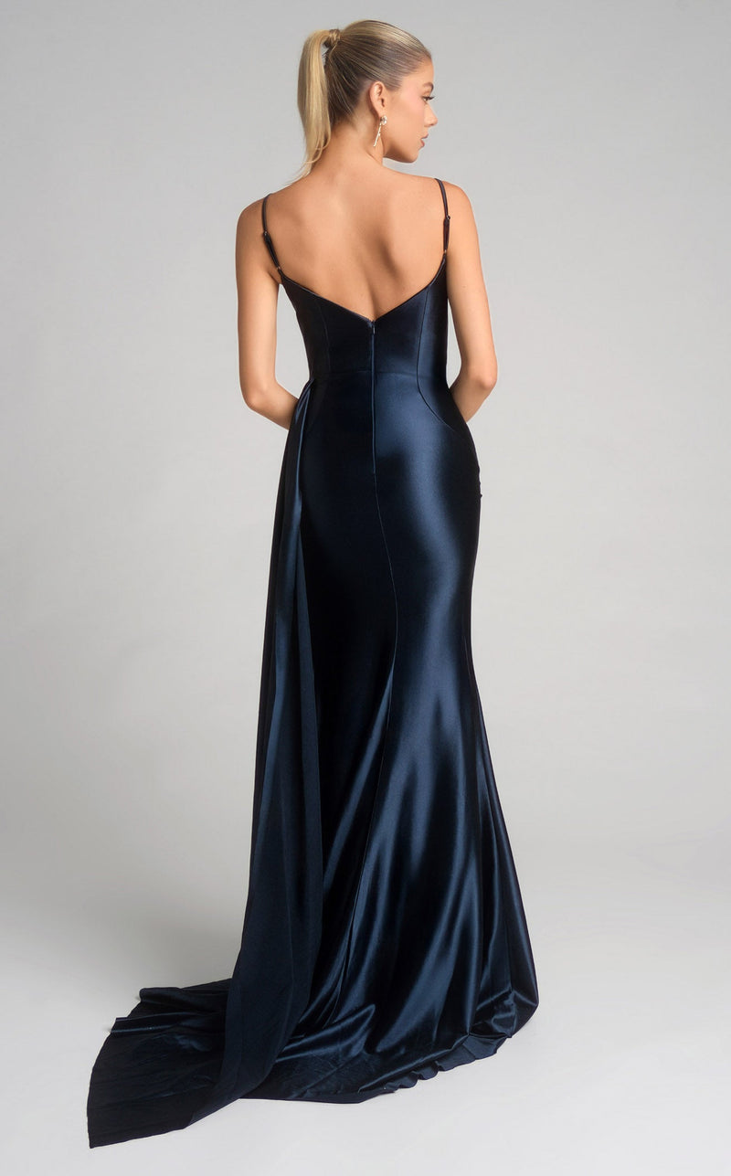 Prom Dresses Fitted Evening Formal Long Prom Dress Navy