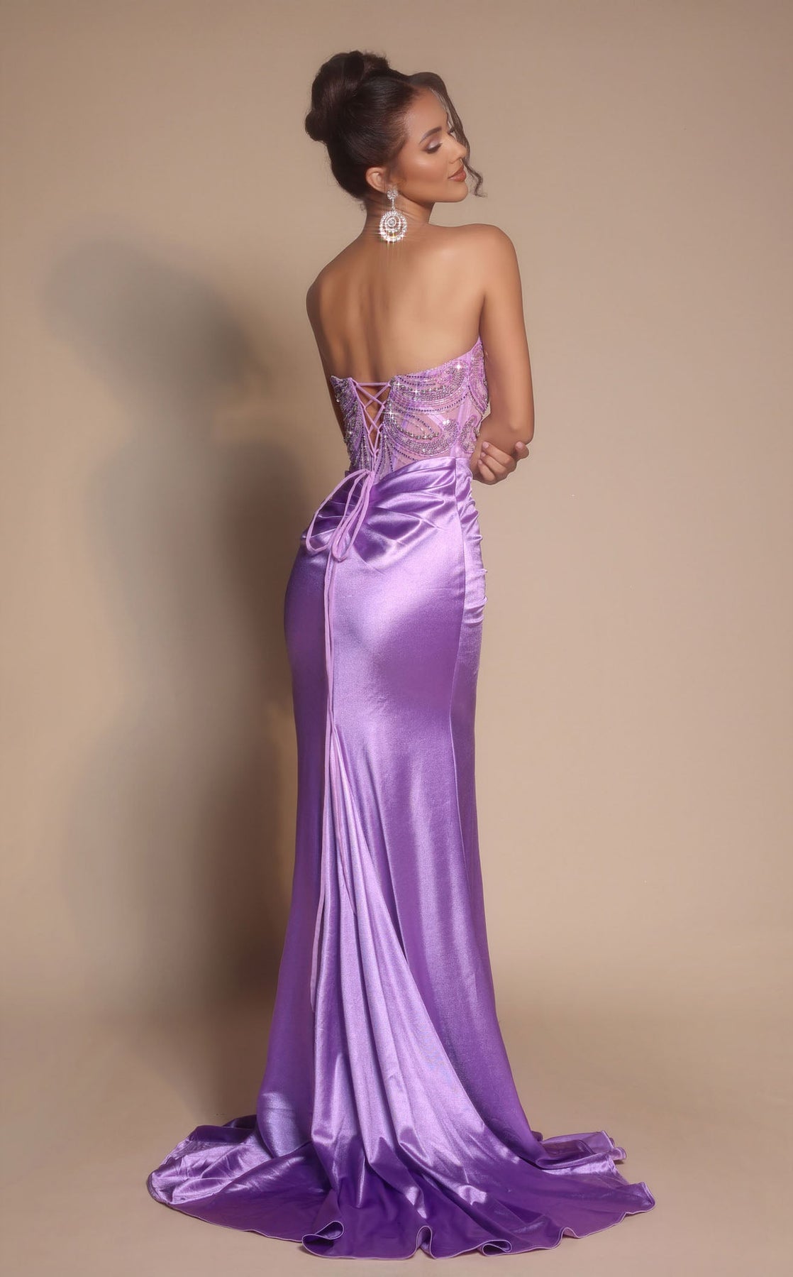 Prom Dresses Long Formal Slit Beaded Prom Dress Portia and Scarlett XO065 Lilac