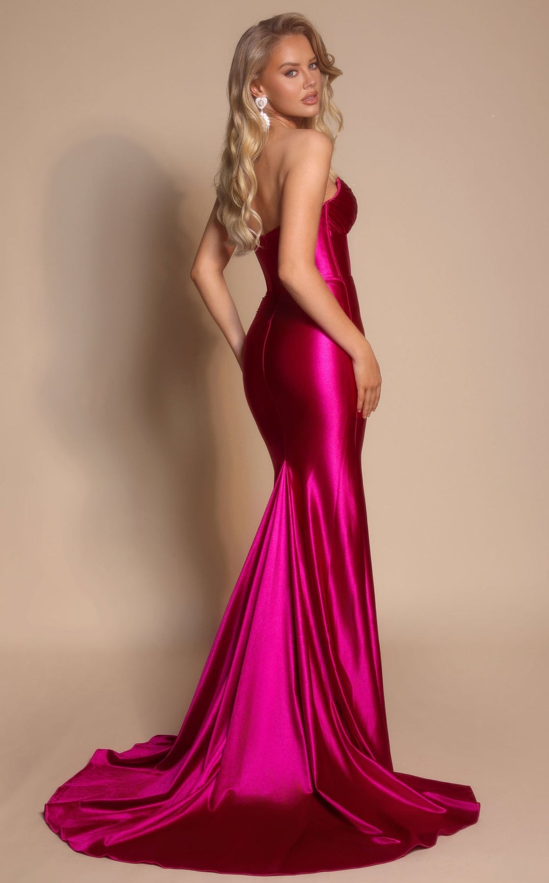 Prom Dresses Long Formal Mermaid Corset Pleated Prom Dress Portia and Scarlett XO080 Fuchsia