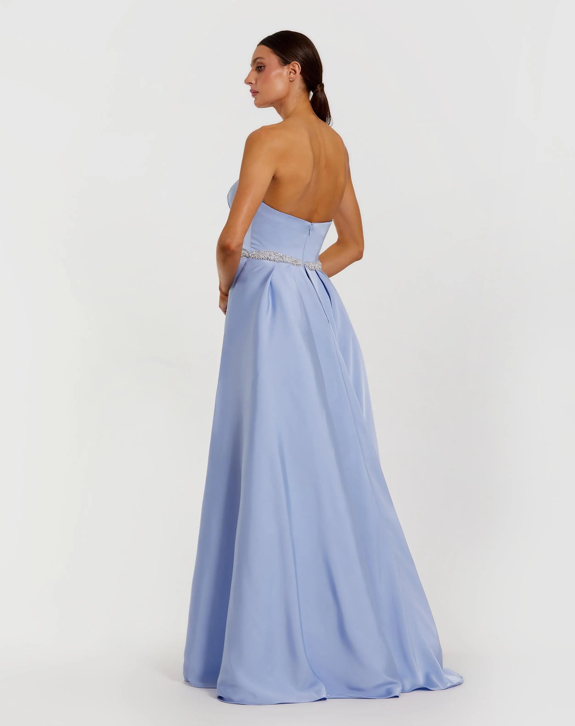 Prom Dresses Pleated Prom Ball Gown - Long Formal - Mac Duggal 2317 Powder Blue-Satin-2317-Beaded