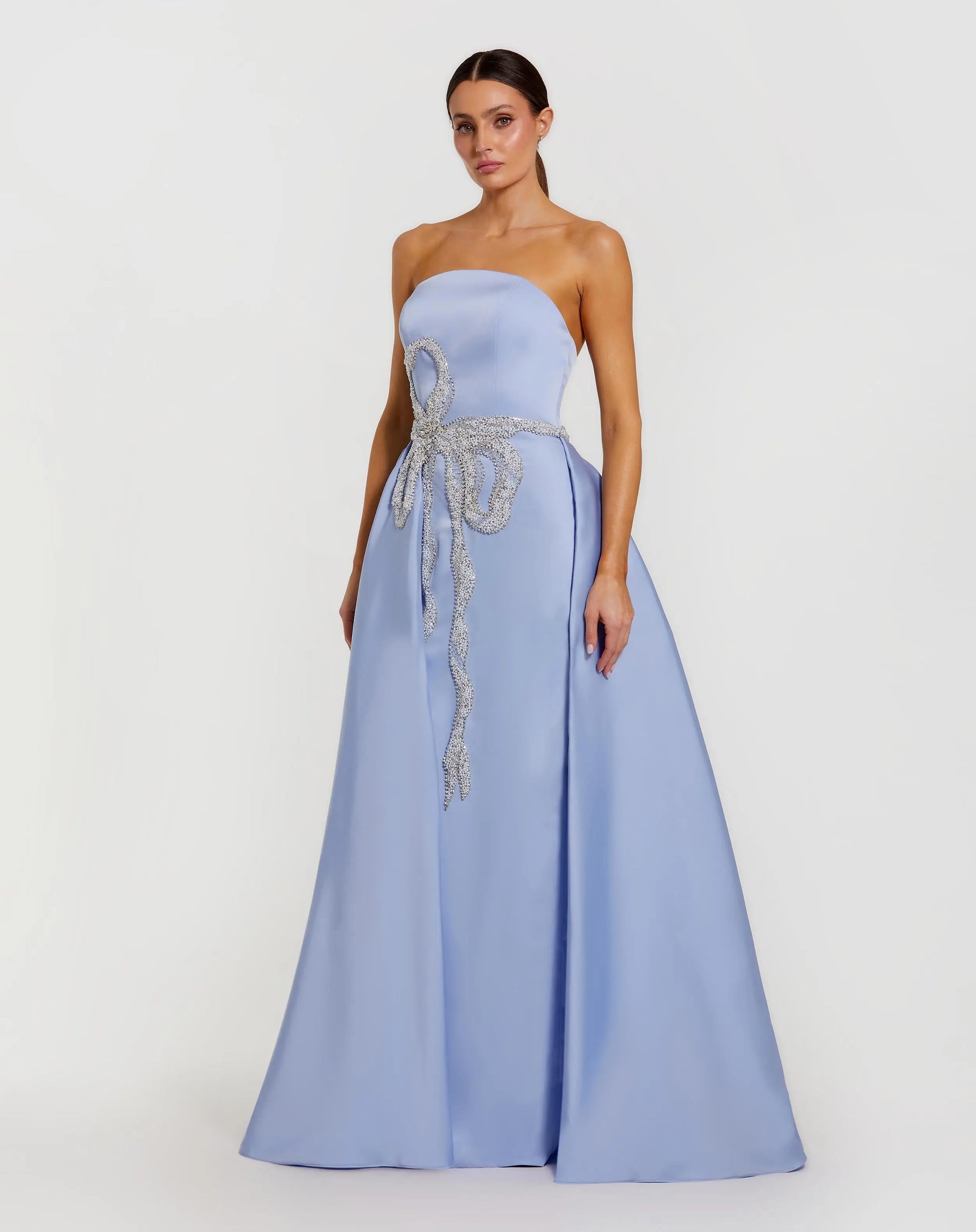 Prom Dresses Pleated Prom Ball Gown - Long Formal - Mac Duggal 2317 Powder Blue-Satin-2317-Beaded