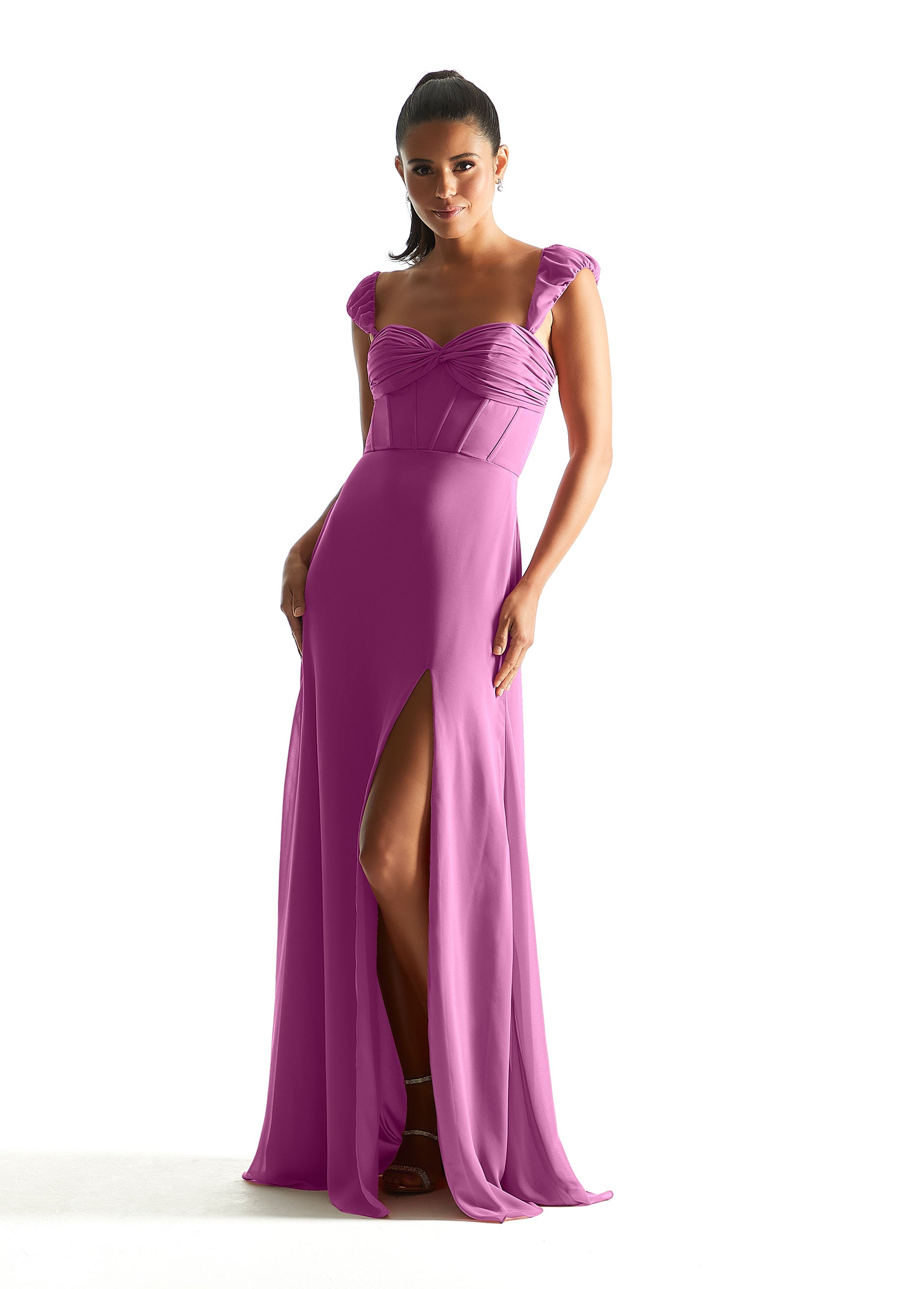 Formal Dresses Slit Long Formal Corset Dress Primrose-Chiffon-21855-Corset