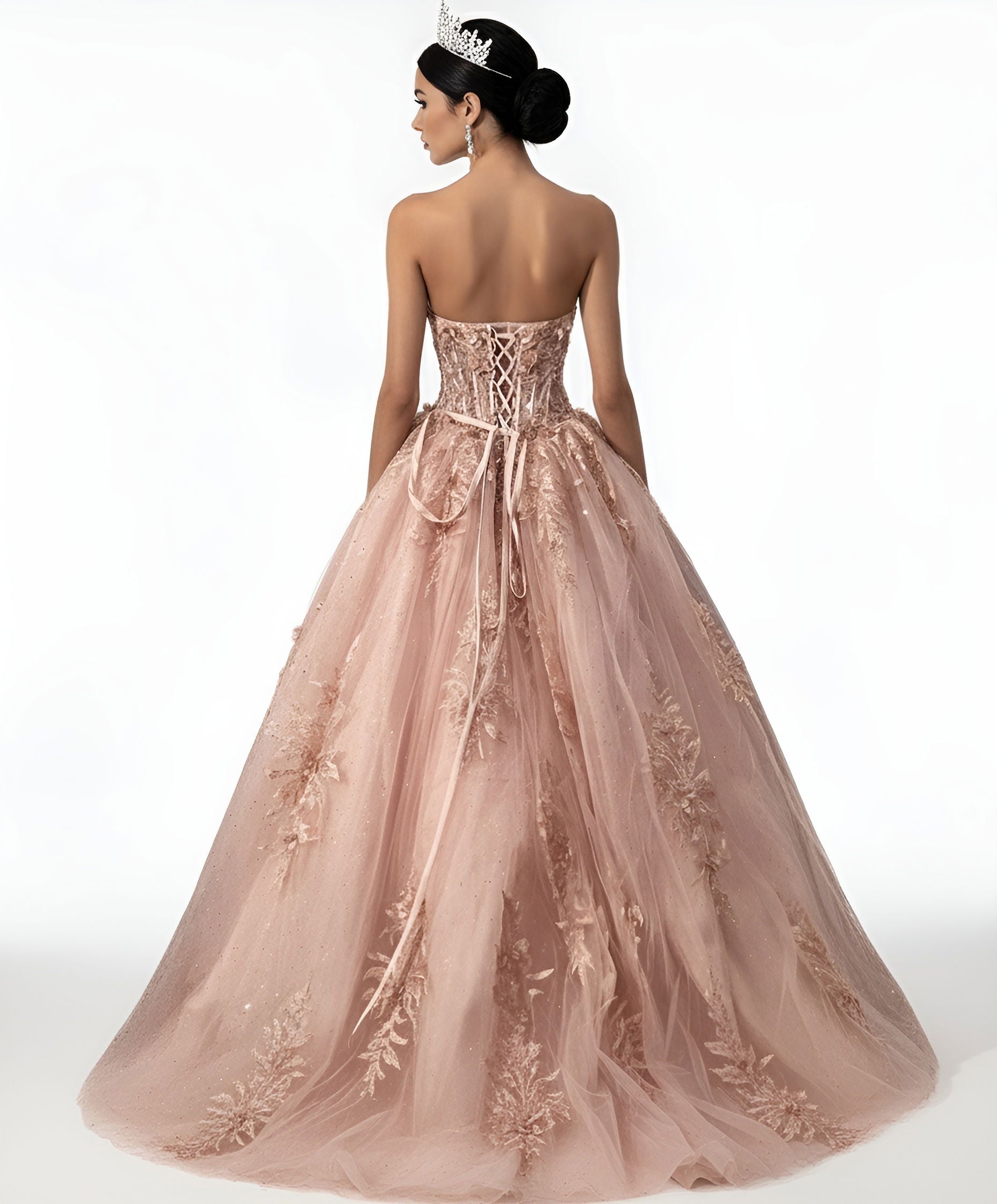 Quinceniera Dresses Lace Applique Beaded 3D Floral Long Ball Gown Quinceanera Dress Jovani Q45684 Blush