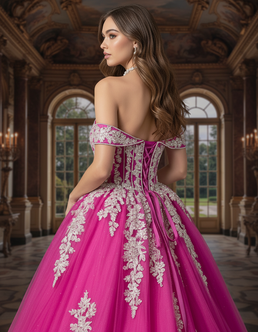 Quinceniera Dresses Beaded Ball Gown Long Corset Quinceanera Dress Jovani Q47375 Magenta