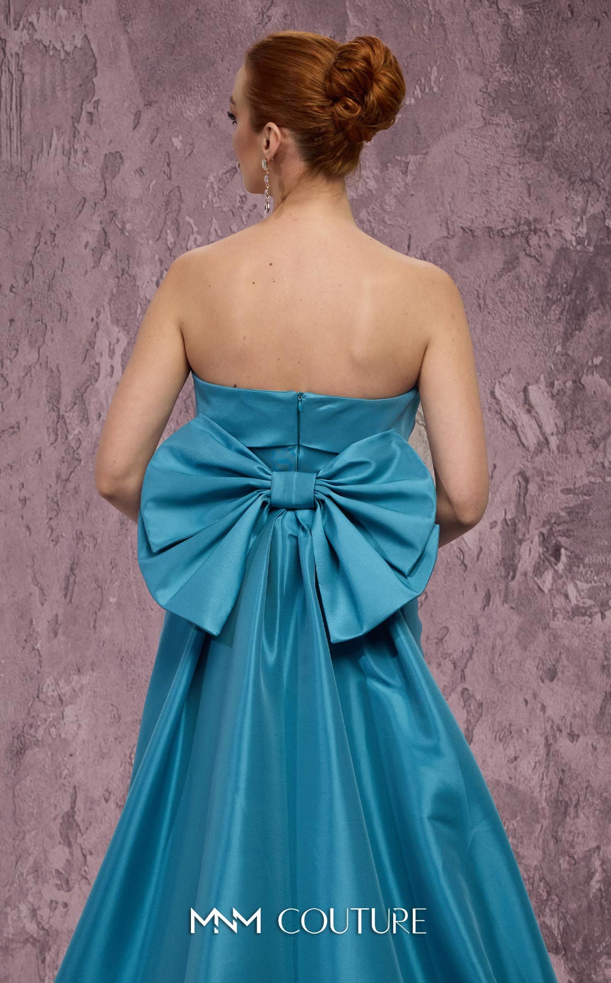 Strapless Mermaid Satin Formal Gown by MNM Couture Q5574 in Turquoise