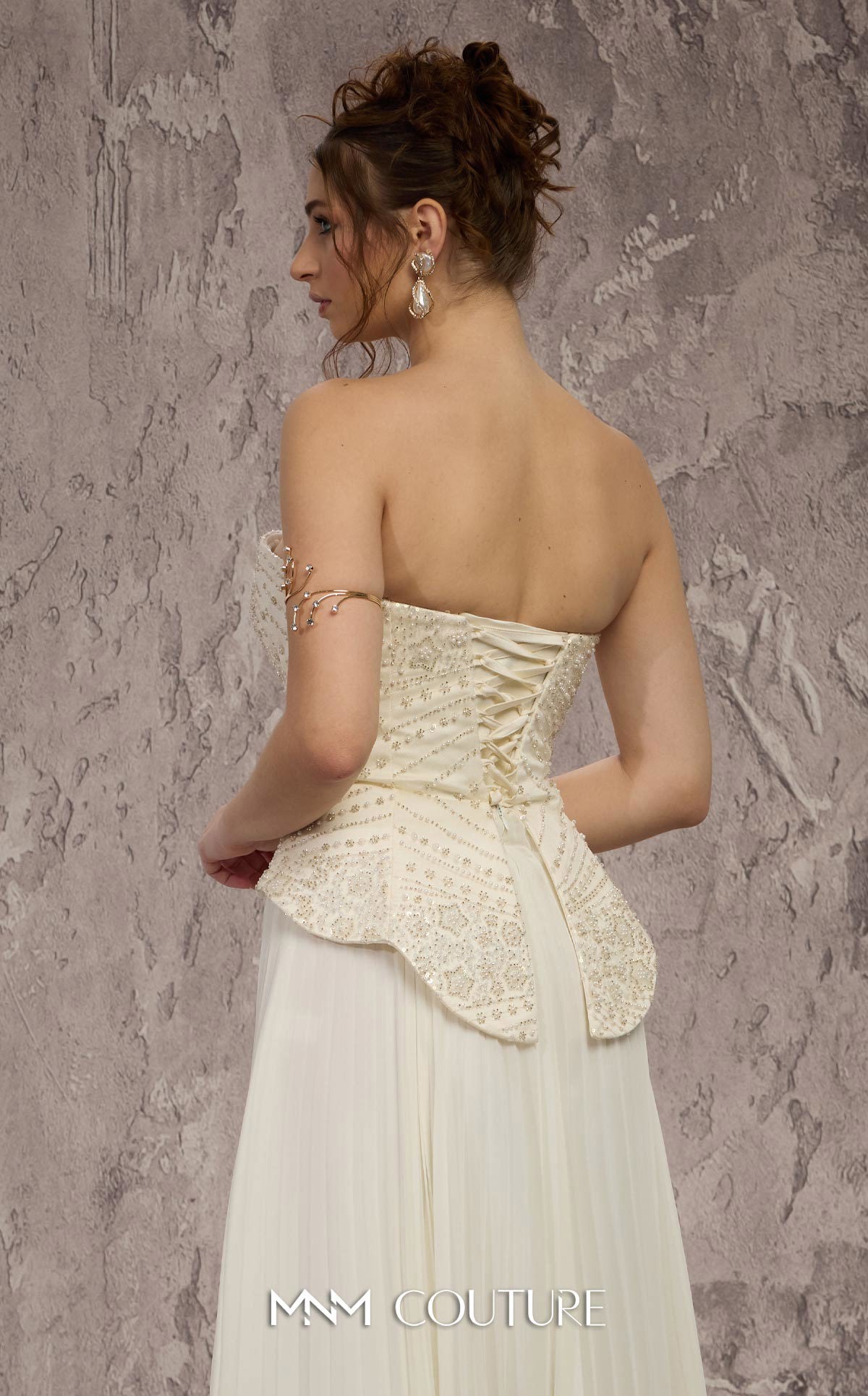 Strapless Long Tulle Prom Dress by MNM Couture Q7715 in Off White