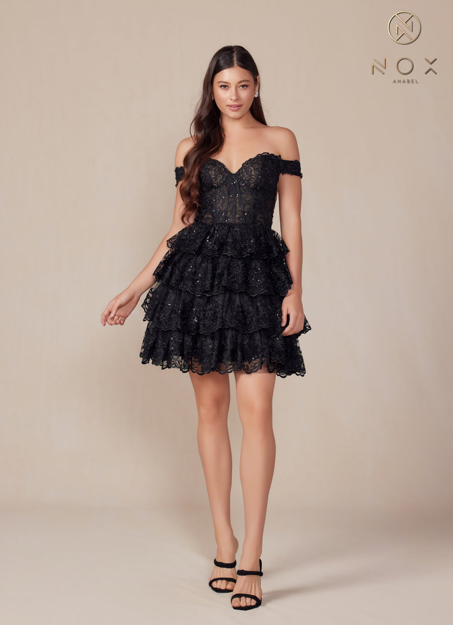 Cocktail Dresses Ruffle Short Cocktail Dress Black