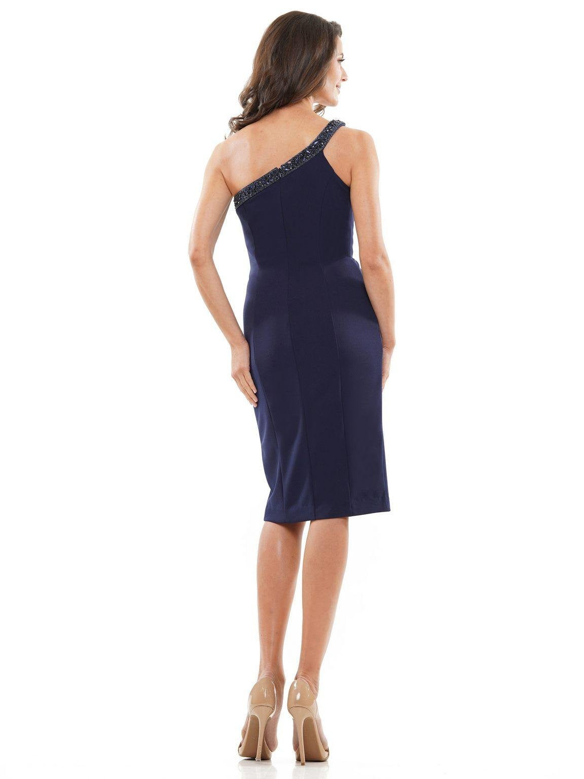 Cocktail Dresses Short One Shoulder Cocktail Dress Navy