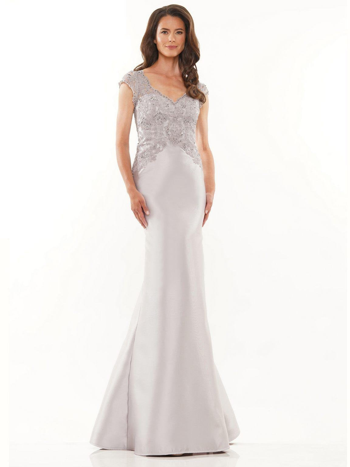 Mother of the Bride Dresses Long Cap Sleeve Mother of the Bride Dress Silver