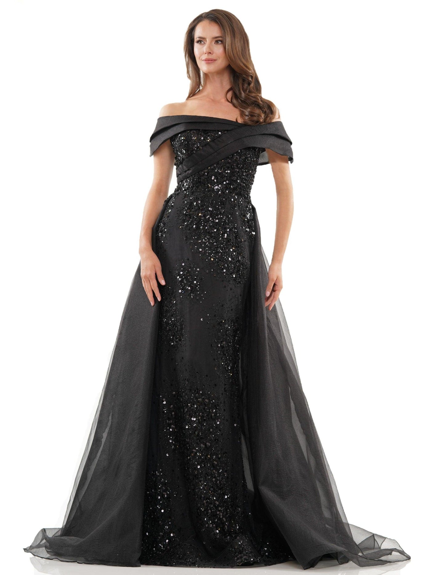 Rina di Montella 2816 Long Formal Off Shoulder Gown in Black