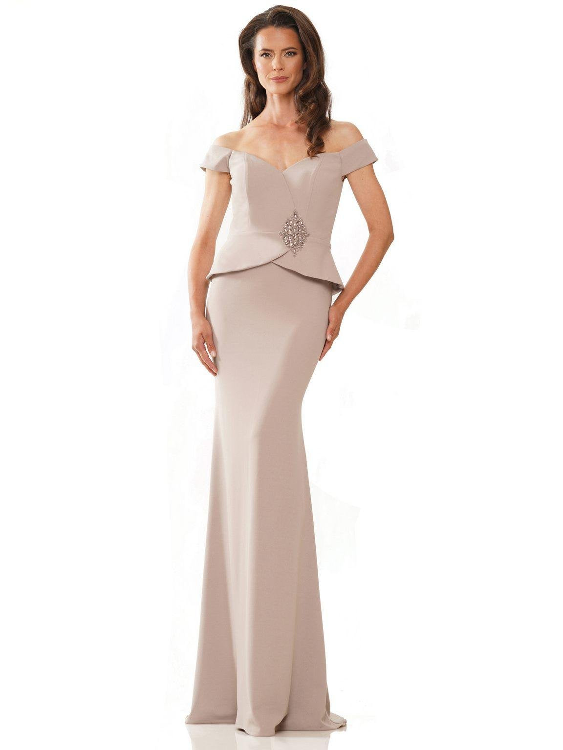 Formal Dresses Long Off Shoulder Formal Fitted Gown Taupe