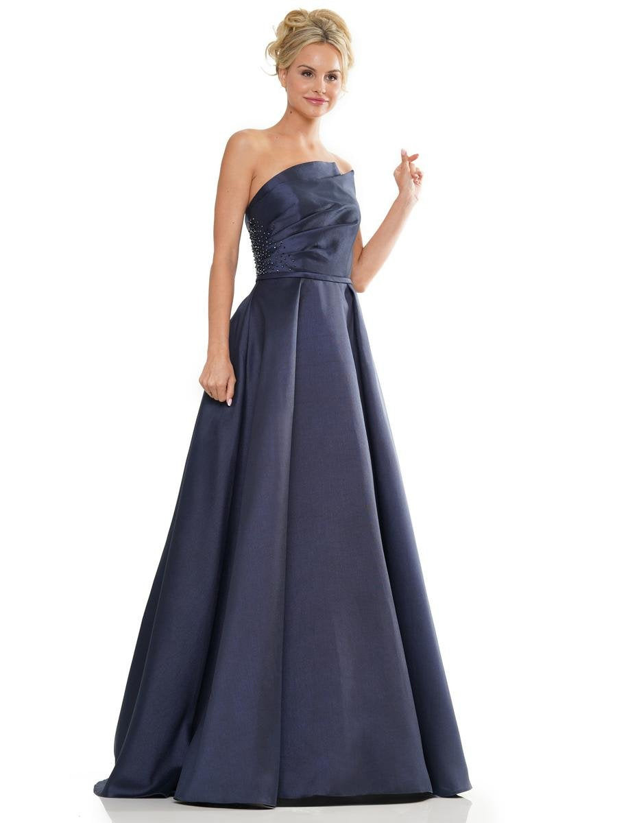 Formal Dresses Long A Line Deep Pleats Formal Gown Navy