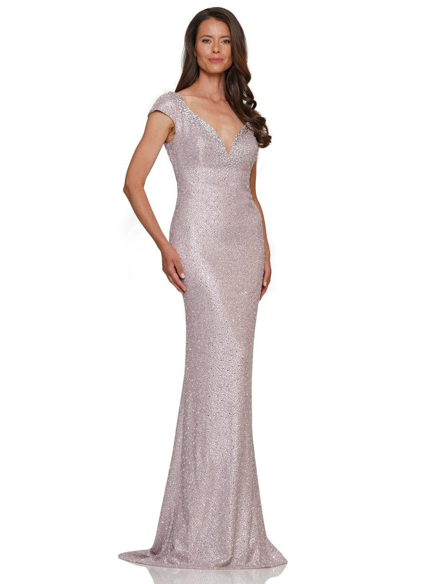 Formal Dresses Long Fitted Glitter Flare Formal Gown Pink