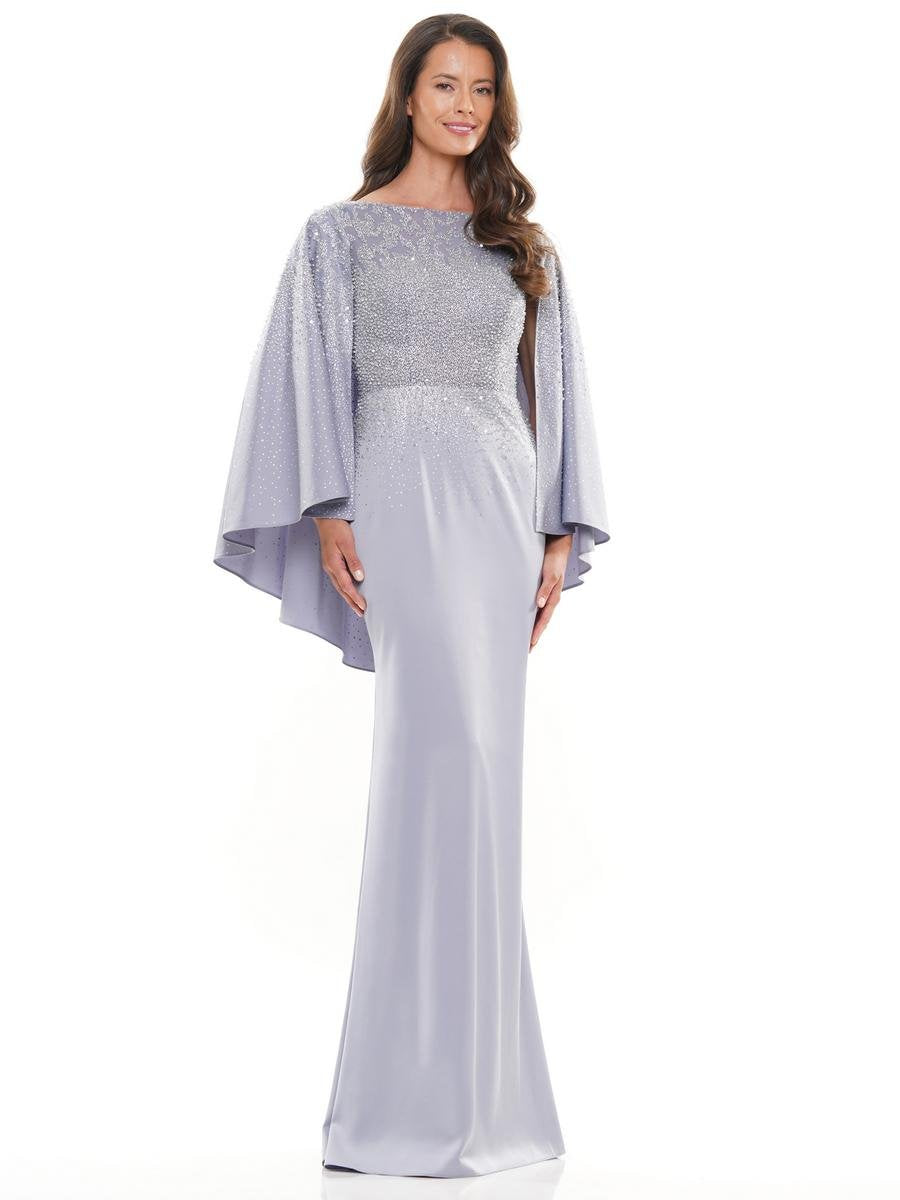 Formal Dresses Glittered Long Formal Cape Dress Grey