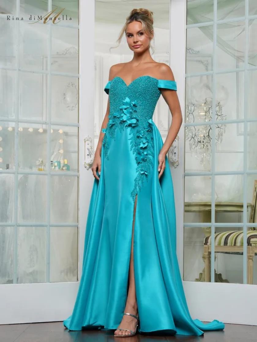 Plus Size Dresses Beaded 3D Floral Long Plus Size Formal Dress Teal Green