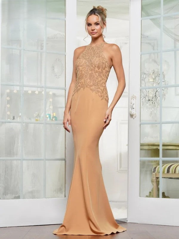 Formal Dresses Formal Fitted Long Evening Dress Gold