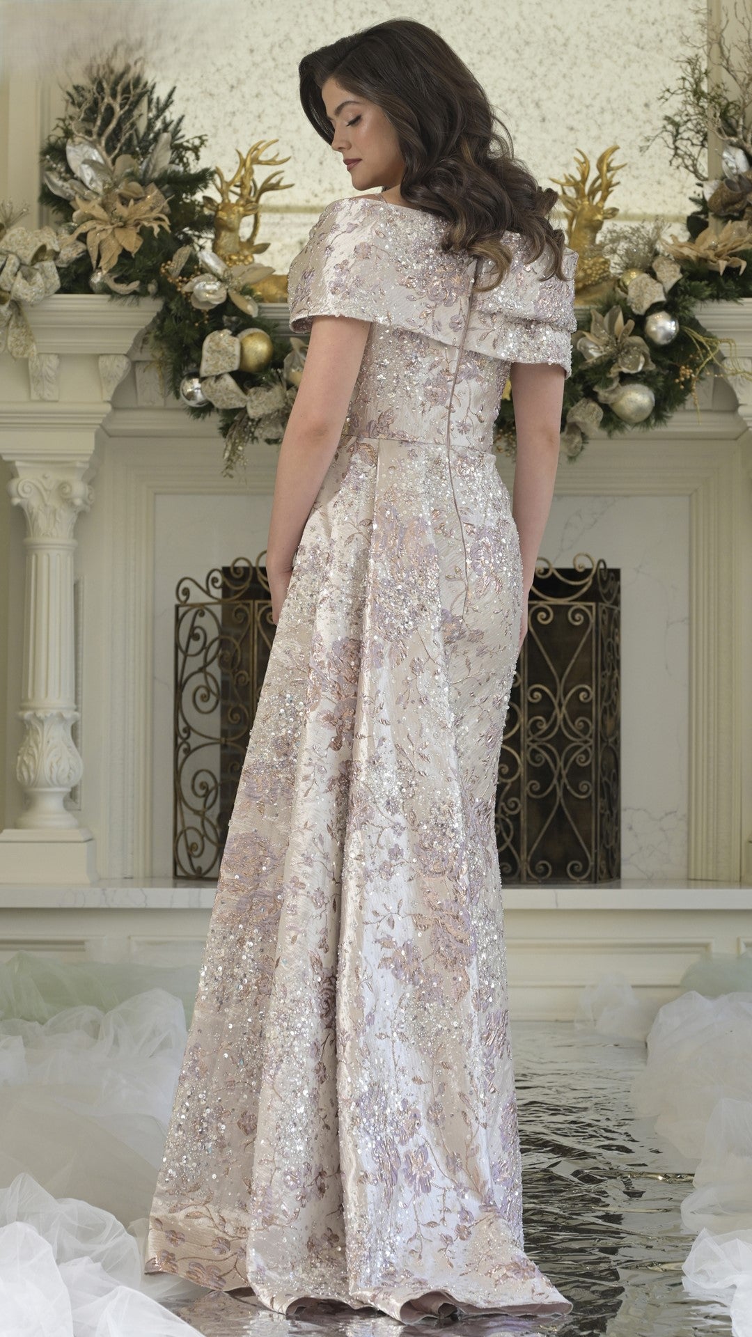 Formal Dresses Long Formal Pleated Evening Dress Rose Multi