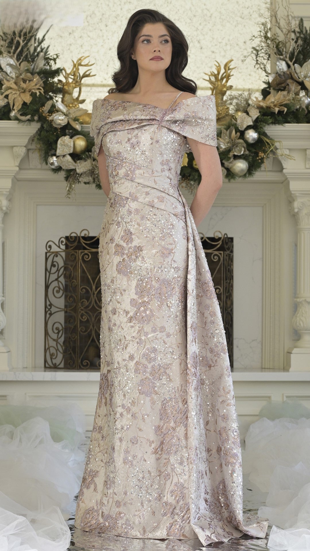 Formal Dresses Long Formal Pleated Evening Dress Rose Multi