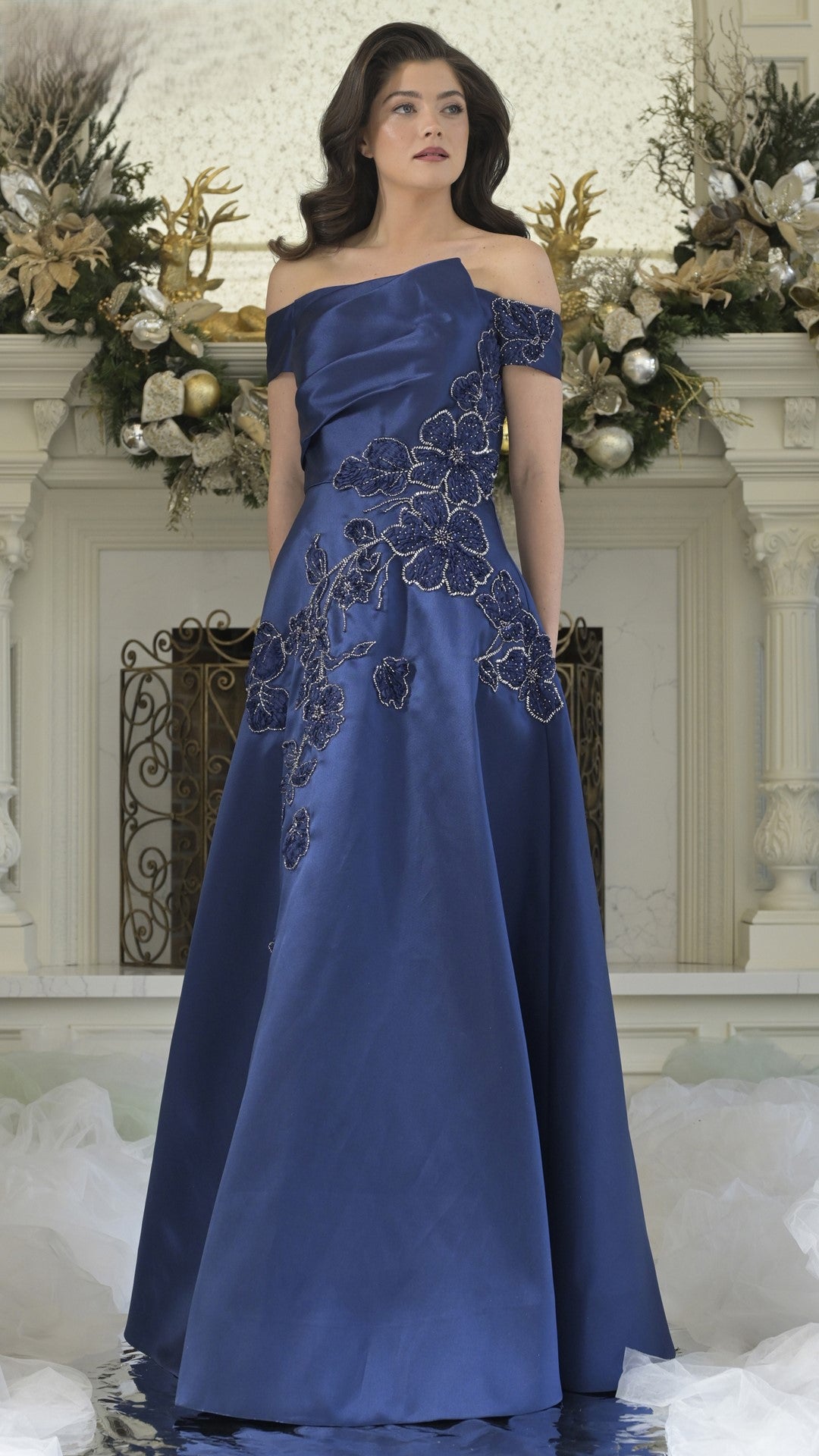 Formal Dresses Long Evening Formal Pleated Dress Sapphire