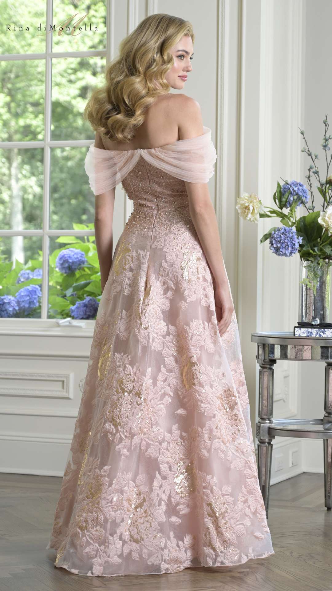 Prom Dresses Print Long Formal Beaded Prom Dress Blush