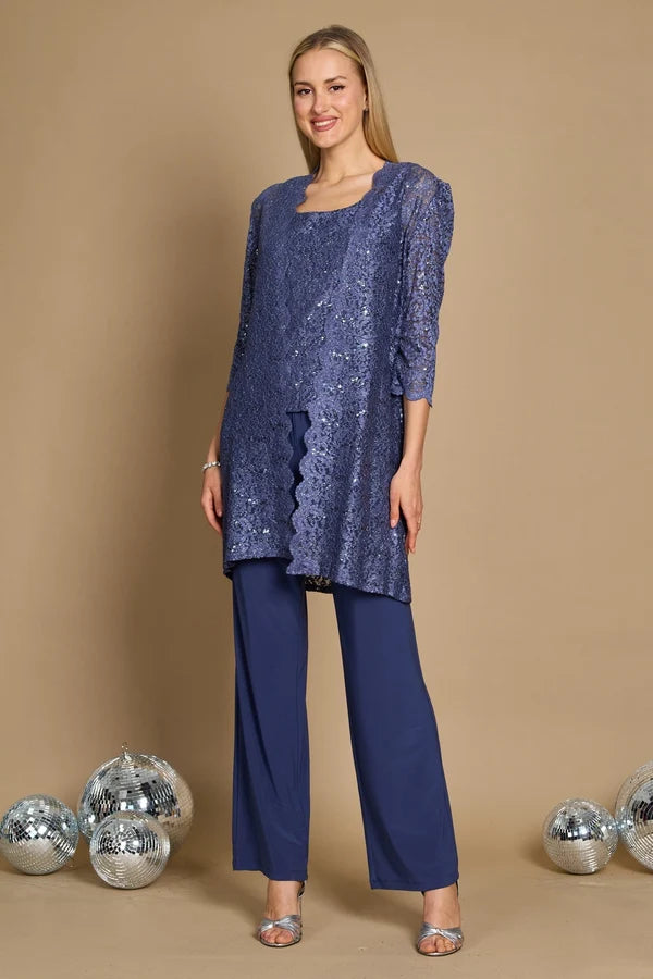 Metallic Lace Pant Suit R&M Richards 1993