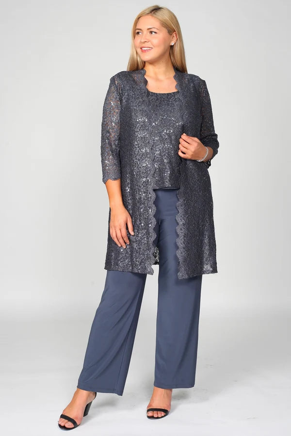 Metallic Lace Pant Suit R&M Richards 1993