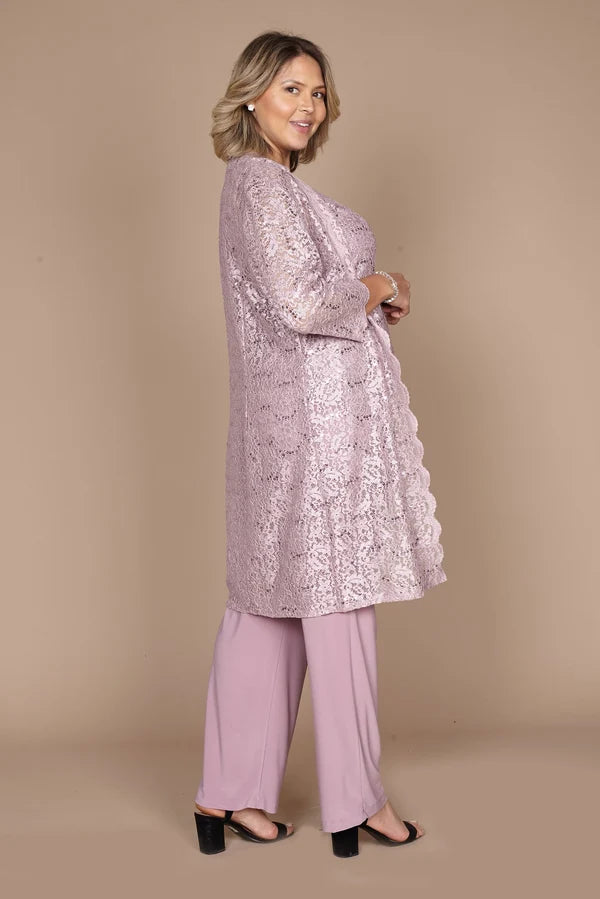 Metallic Lace Pant Suit R&M Richards 1993
