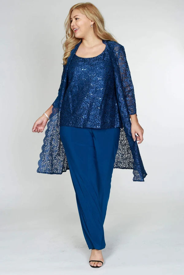 Metallic Lace Pant Suit R&M Richards 1993